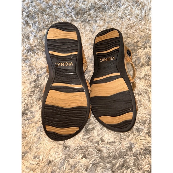 Vionic Amber Adjustable Sandal Cork Gold Flat Arch Support Comfort Womens 6 Wide - Picture 5 of 5